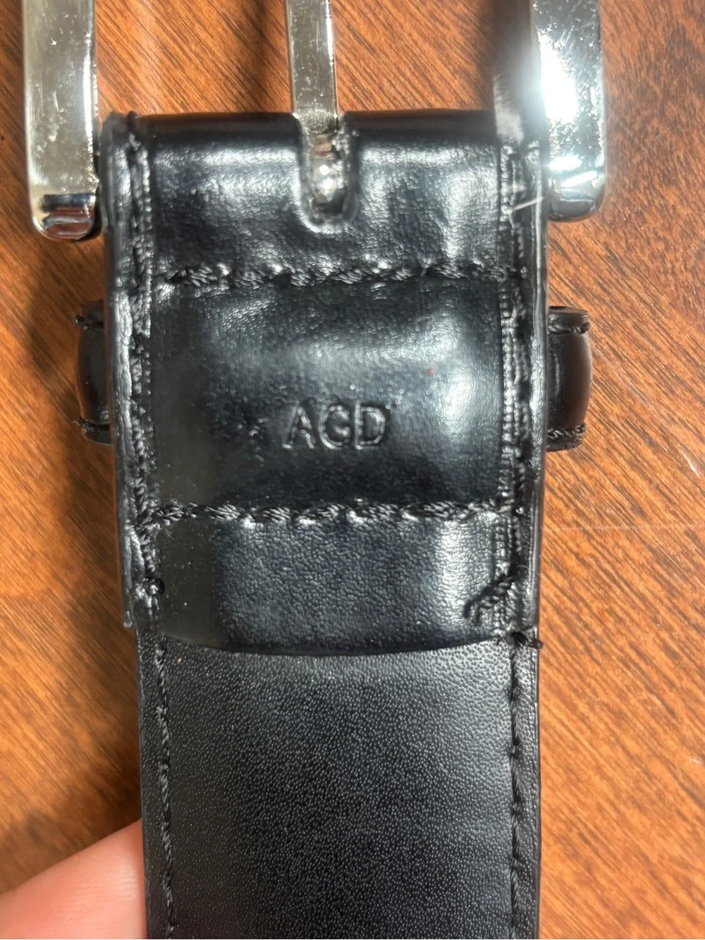 Men's Black Leather Belt with Silver Buckle